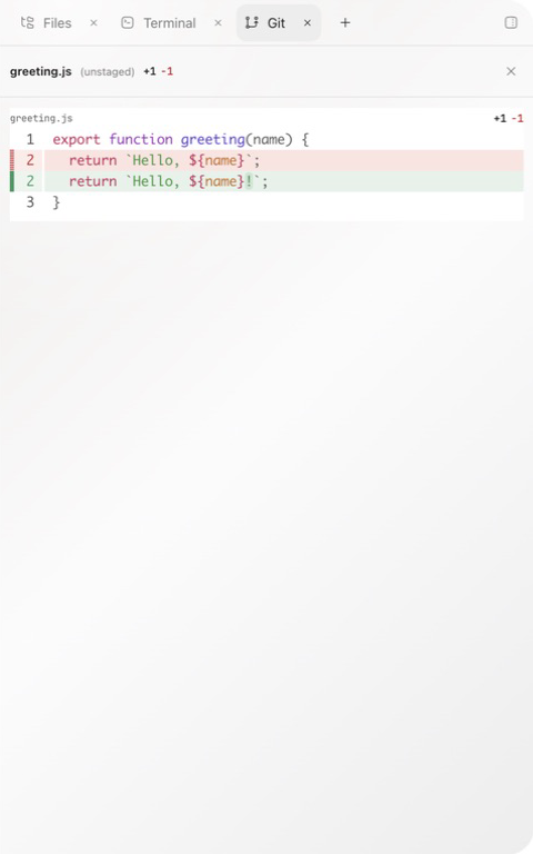 A file diff opened from the Ghast Git panel