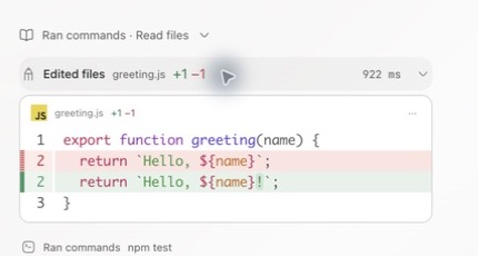 An inline file diff in Ghast Coding